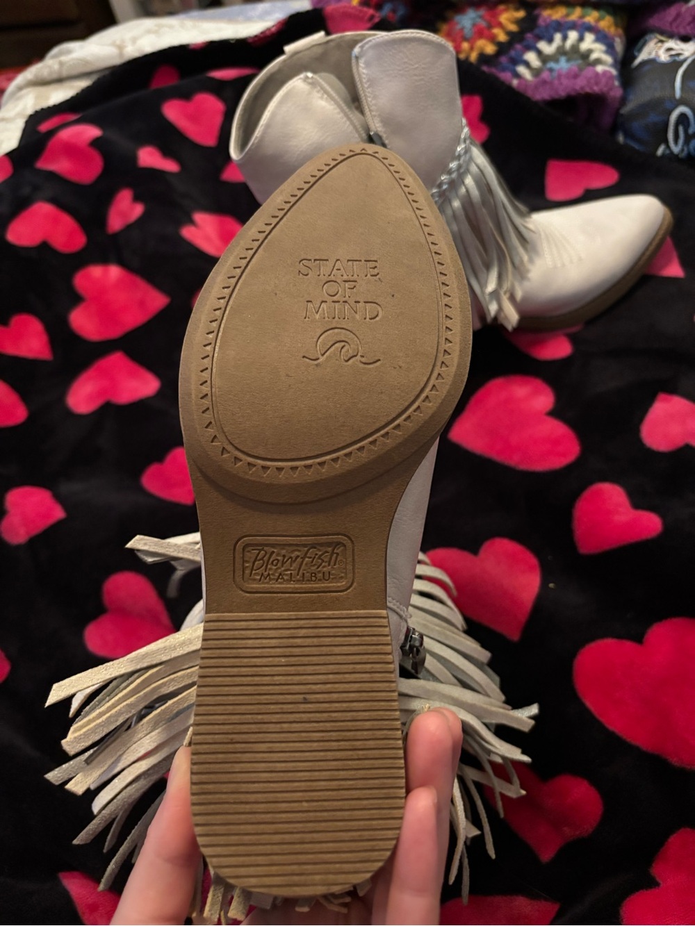 Blowfish Malibu Fringe Ankle Boots in Light Gray Size 7.5 A00515 - Picture 4 of 7